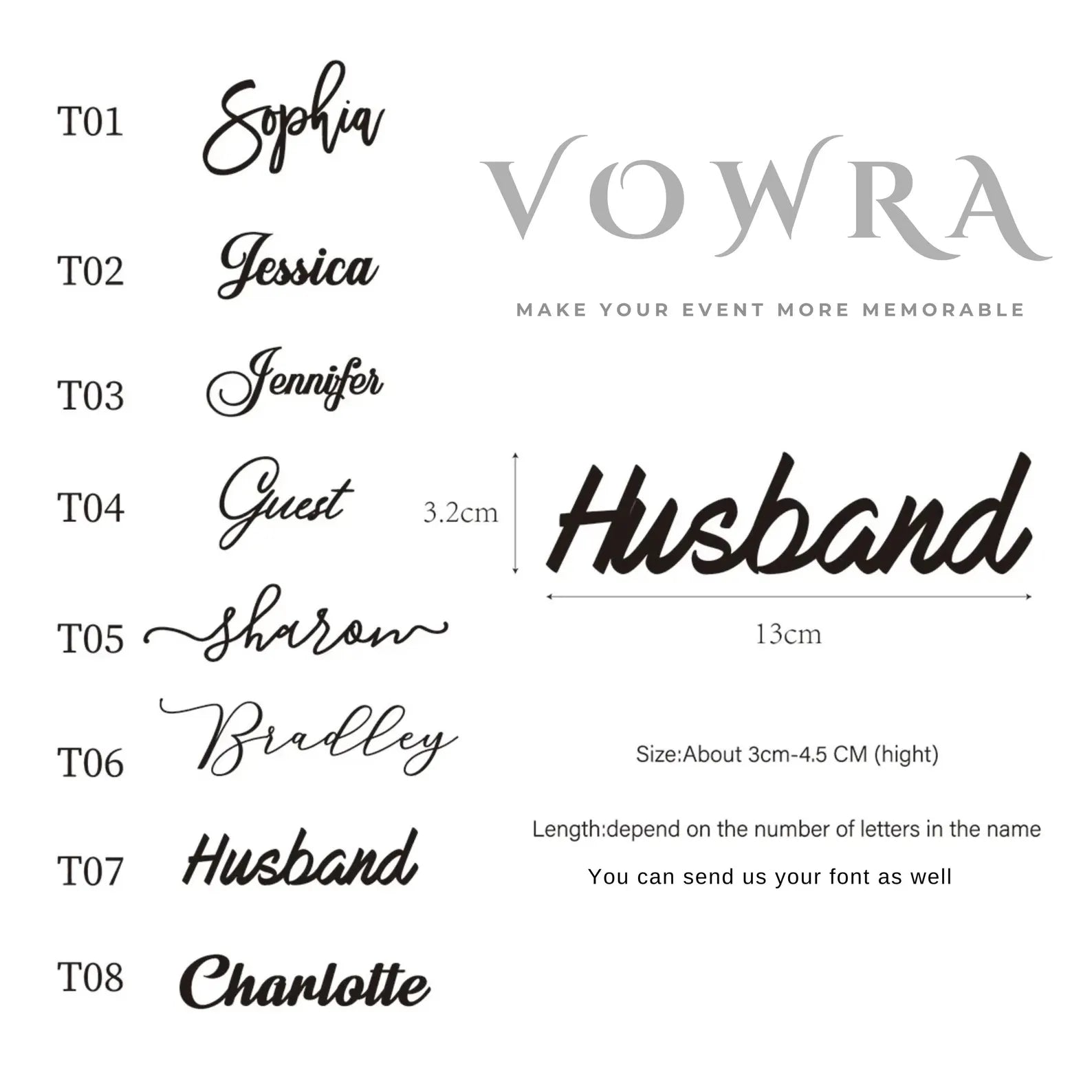 Laser Cut Wedding Place Cards: Personalized Acrylic or Wood Table Names