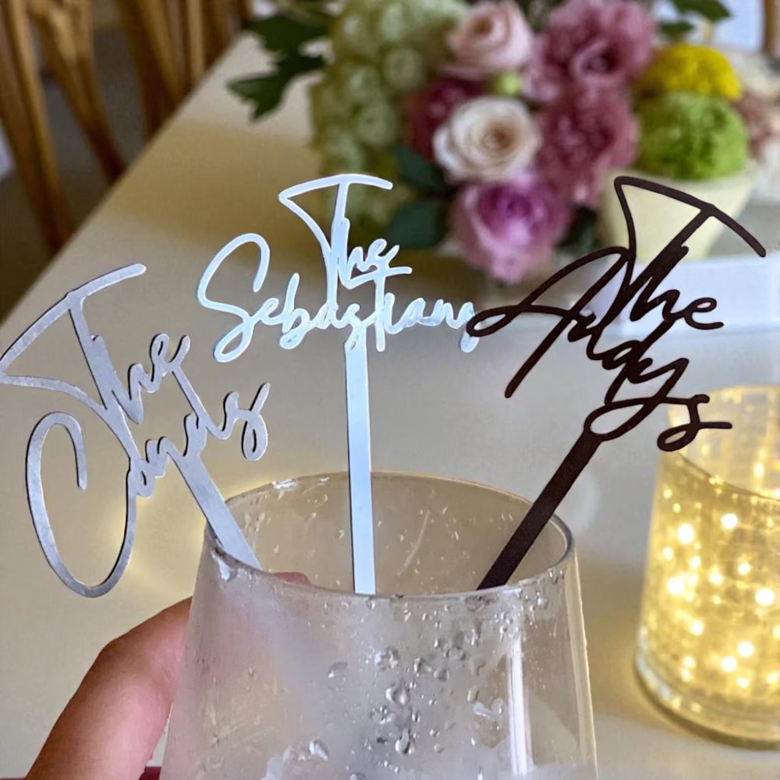 Personalized Wedding Drink Stirrers: Custom Initial Cocktail Sticks