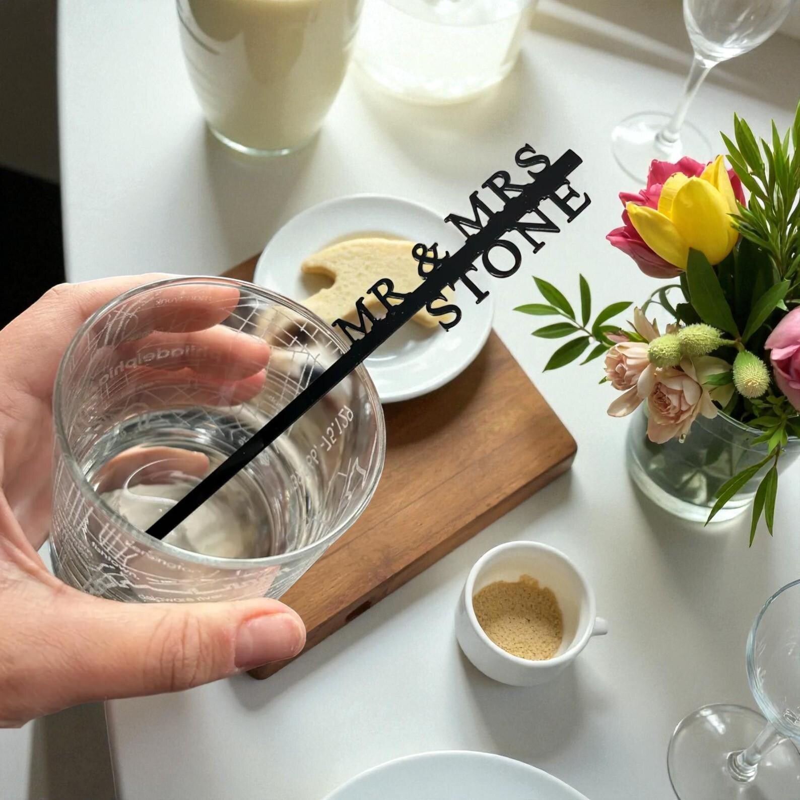 Personalized Wedding Drink Stirrers: Custom Initial Cocktail Sticks