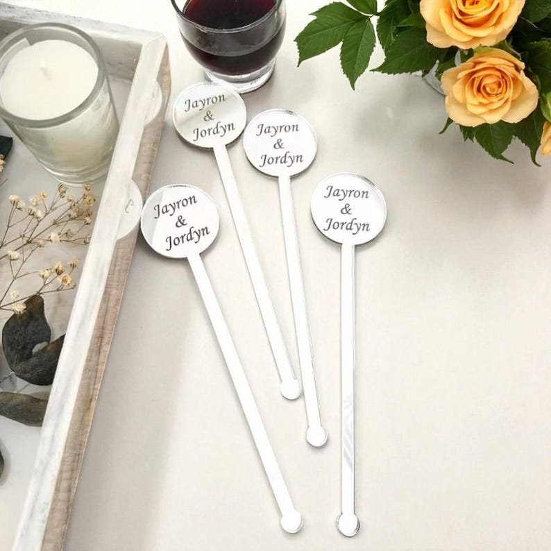 Personalized Wedding Drink Stirrers: Custom Initial Cocktail Swizzle