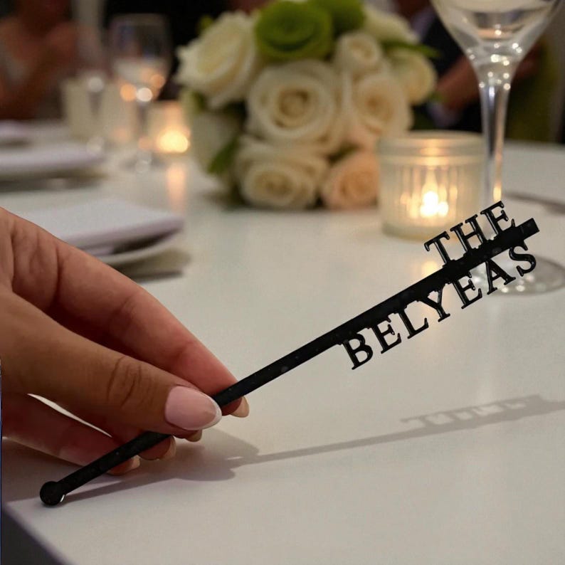 Personalized Wedding Drink Stirrers, Custom Cocktail Decor