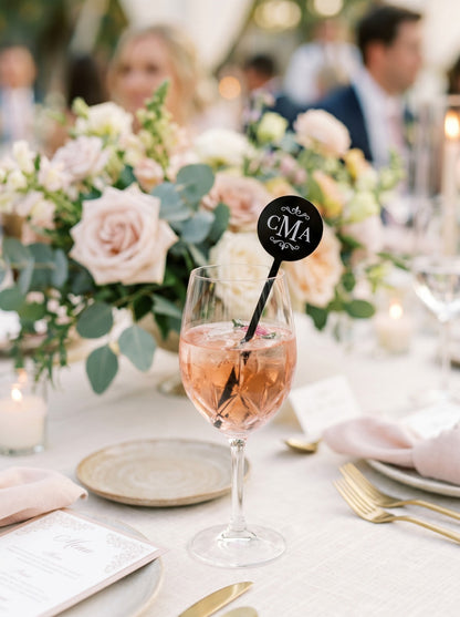 Personalized Wedding Drink Stirrers: Custom Initial Cocktail Swizzle