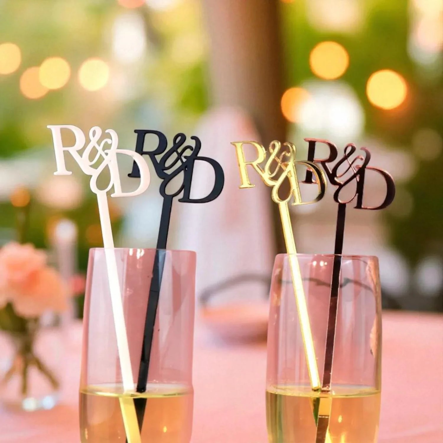 Personalized Wedding Drink Stirrers: Custom Cocktail Swizzle Sticks