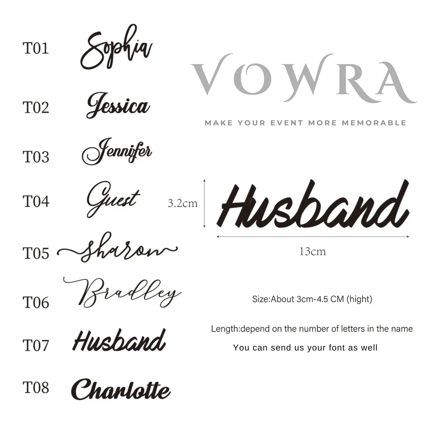Laser Cut Wedding Place Cards: Personalized Acrylic or Wood Table Names