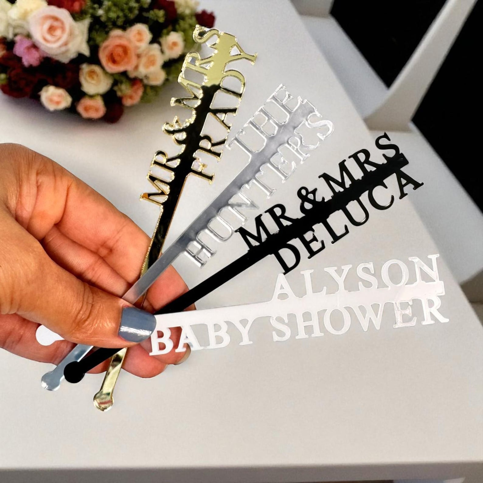 Personalized Wedding Drink Stirrers: Custom Initial Cocktail Sticks