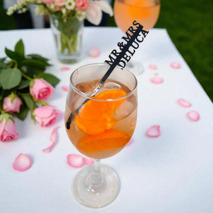 Personalized Wedding Drink Stirrers: Custom Initial Cocktail Sticks