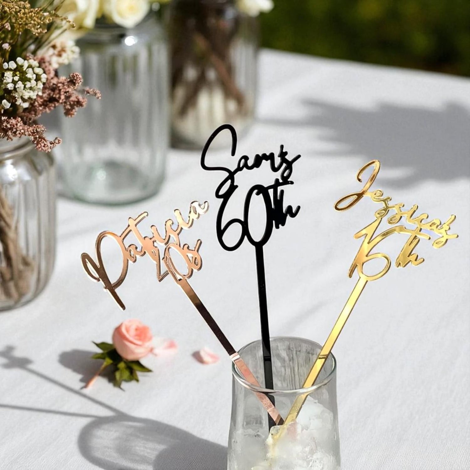 Personalized Wedding Drink Stirrers: Custom Initial Cocktail Sticks