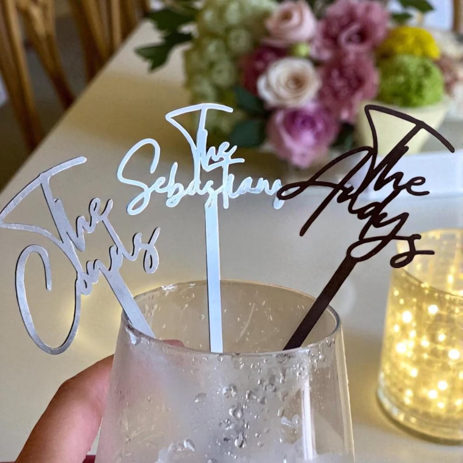 Personalized Wedding Drink Stirrers: Custom Initial Cocktail Sticks