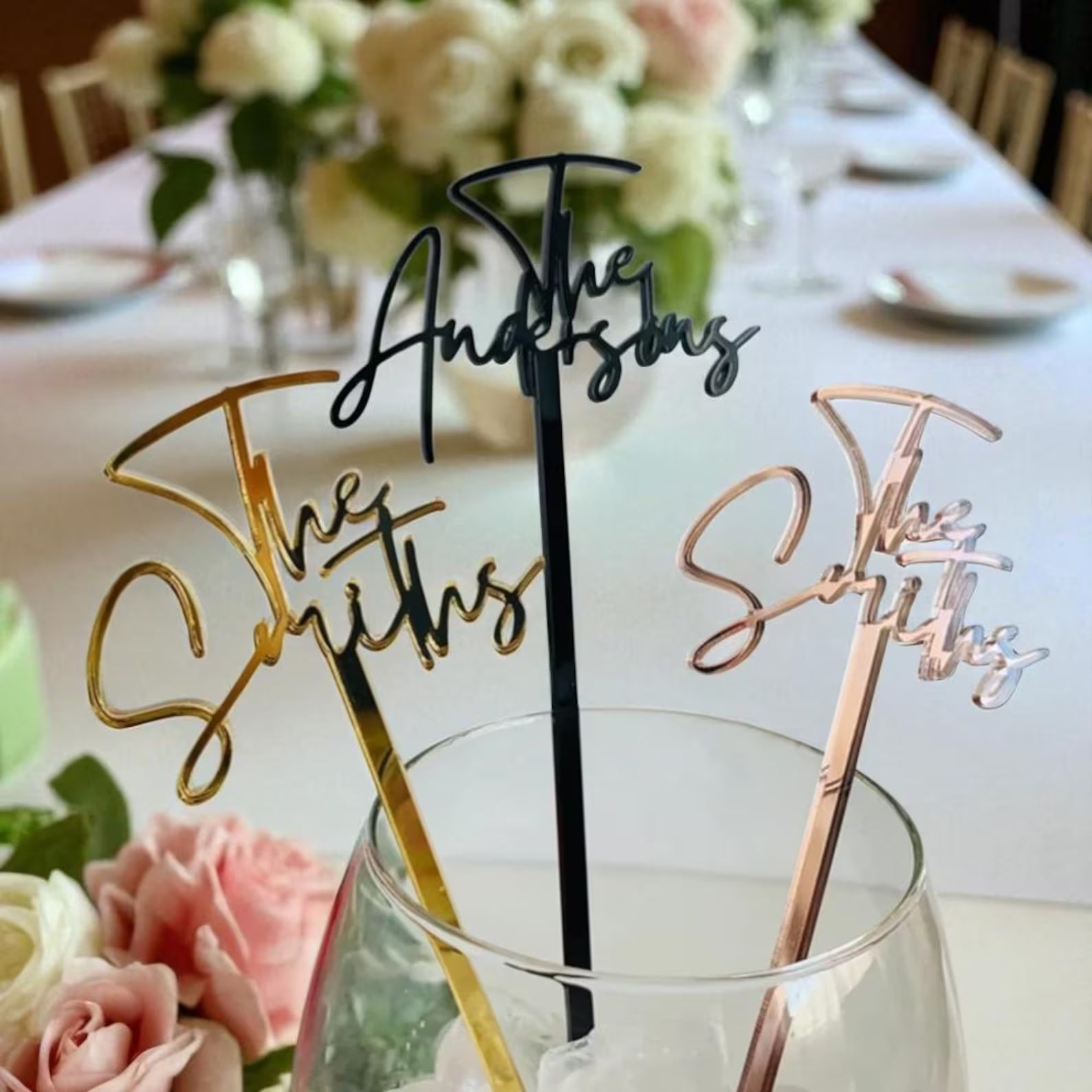 Personalized Wedding Drink Stirrers: Custom Initial Cocktail Sticks