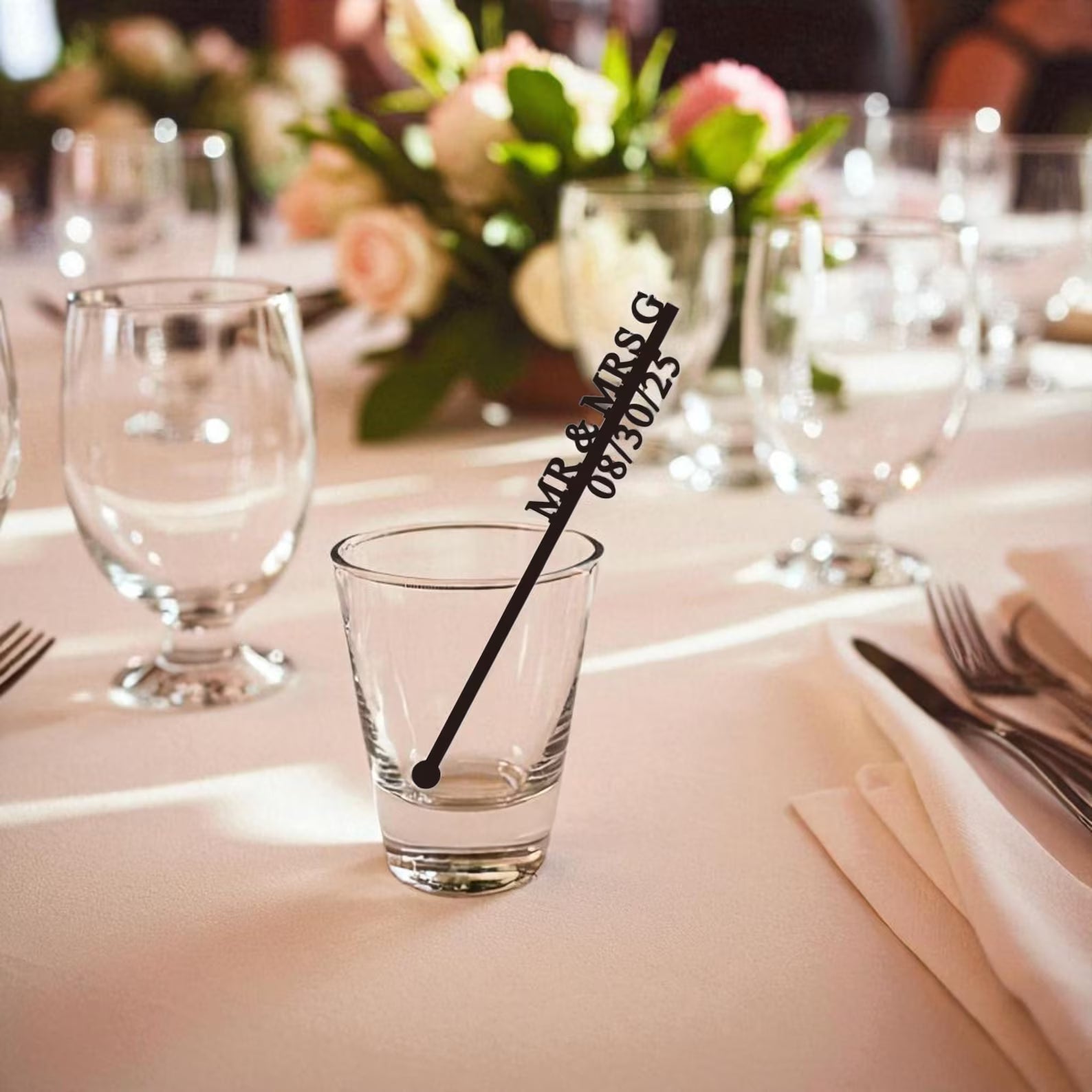 Personalized Wedding Drink Stirrers: Custom Initial Cocktail Sticks