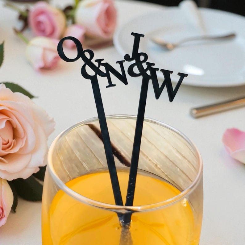 Personalized Wedding Drink Stirrers: Engraved Cocktail Swizzle Sticks