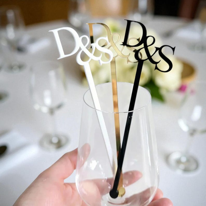 Personalized Wedding Drink Stirrers: Engraved Cocktail Swizzle Sticks