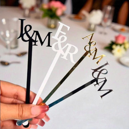 Personalized Wedding Drink Stirrers: Engraved Cocktail Swizzle Sticks