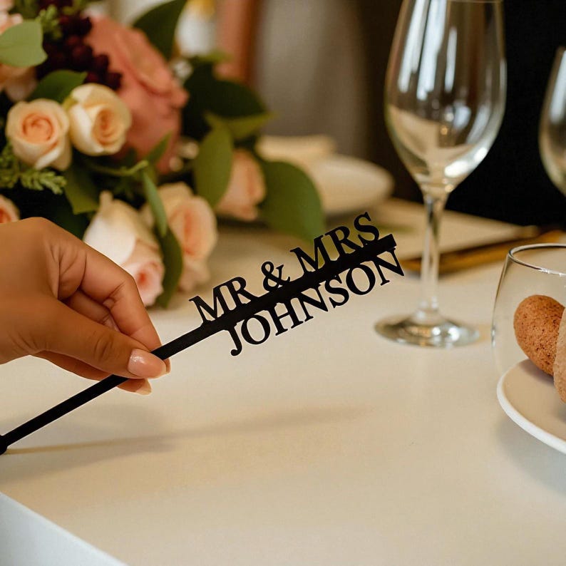 Personalized Wedding Drink Stirrers, Custom Cocktail Decor