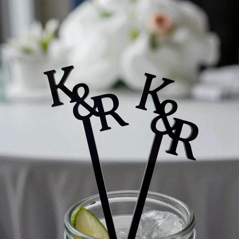 Personalized Wedding Drink Stirrers: Engraved Cocktail Swizzle Sticks