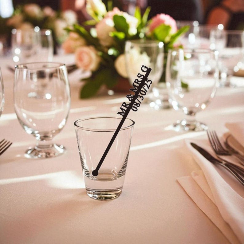 Personalized Wedding Drink Stirrers, Custom Cocktail Decor