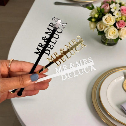 Personalized Wedding Drink Stirrers, Custom Cocktail Decor